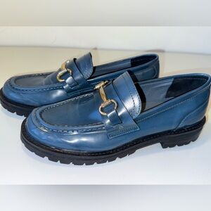 STEVE MADDEN MISTOR BLUE LOAFER LUG SOLE WOMENS SZ 8